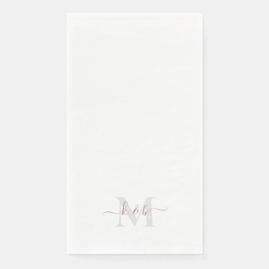 Serviette En Papier Monogramme or et gris Lavage blanc (Devant)