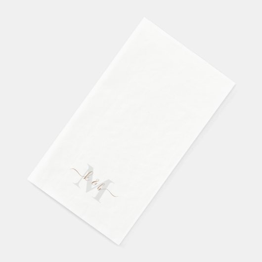 Serviette En Papier Monogramme or et gris Lavage blanc (Coin)