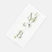 Serviette En Papier Monogramme Or Feuillage Blanc Mariage élégant (Coin)