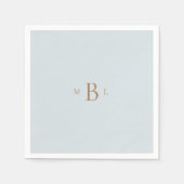 Serviette En Papier Monogramme or Ice Blue Mariage serviettes (Devant)