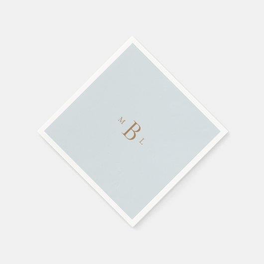 Serviette En Papier Monogramme or Ice Blue Mariage serviettes (Coin)