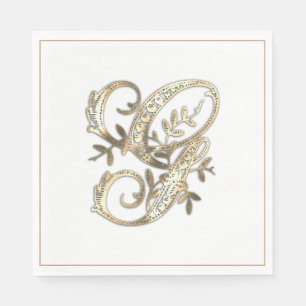 Serviette En Papier Monogramme or orné vintage G