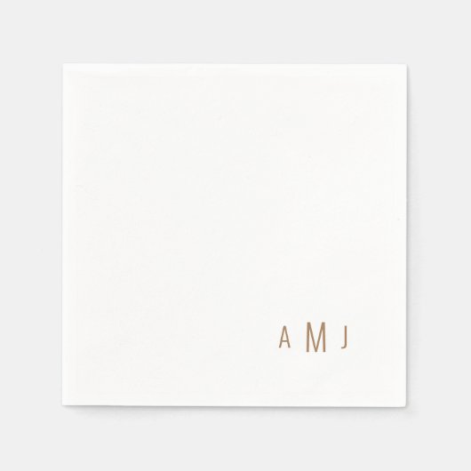 Serviette En Papier Monogramme or simple de police simple moderne (Devant)