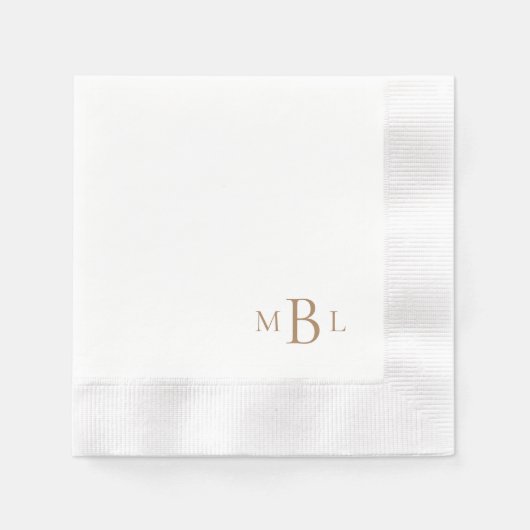 Serviette En Papier Monogramme Or Simplement Élégant Coin (Devant)