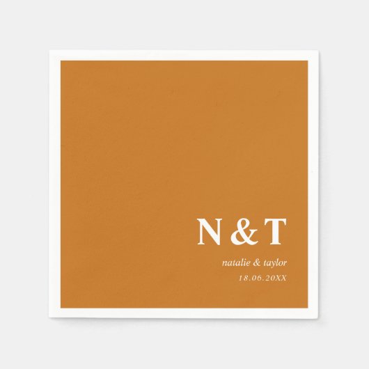 Serviette En Papier monogramme orange-brun (Devant)