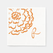 Serviette En Papier Monogramme Orange Marigold Fleur Floral Mariage (Devant)