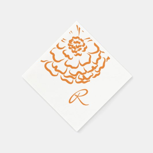 Serviette En Papier Monogramme Orange Marigold Fleur Floral Mariage (Coin)