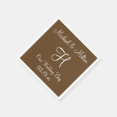 Serviette En Papier Monogramme Otter Brown Classé Monochrome serviette (Coin)