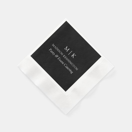 Serviette En Papier Monogramme ou ajouter un logo Business Black Cockt (Coin)