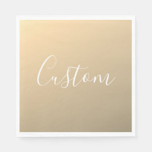 Serviette En Papier Monogramme ou mot de script moderne élégant Doré