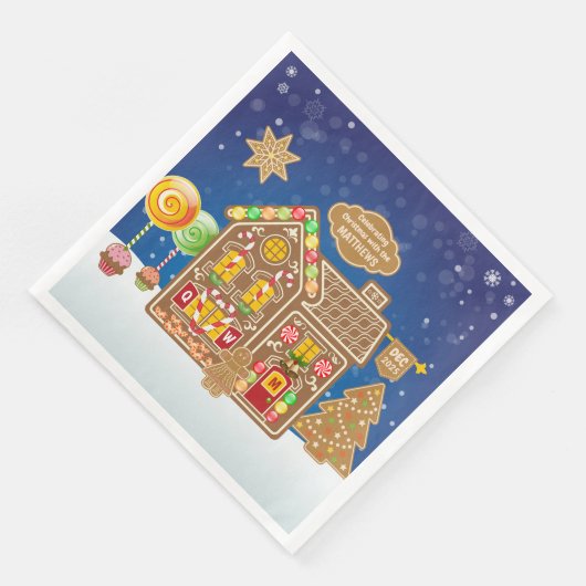 Serviette En Papier Monogramme Pain d'épice Maison Noël Cookies Bonbon (Coin)