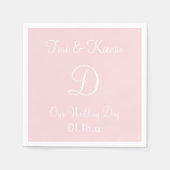 Serviette En Papier Monogramme Pale Rose Classé Couleur complémentaire (Devant)