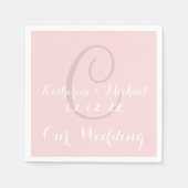 Serviette En Papier Monogramme Pale Rose classique Mariage Papier serv (Devant)