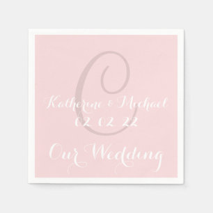 Serviette En Papier Monogramme Pale Rose classique Mariage Papier serv