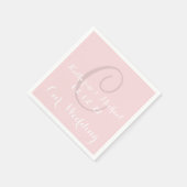 Serviette En Papier Monogramme Pale Rose classique Mariage Papier serv (Coin)