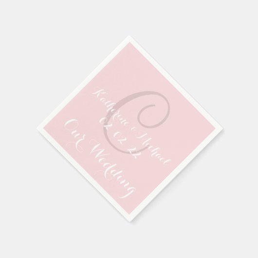 Serviette En Papier Monogramme Pale Rose classique Mariage Papier serv (Coin)