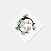 Serviette En Papier Monogramme papillon floral initial C     (Coin)