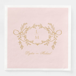 Serviette En Papier Monogramme Paris Glam Vintage rose