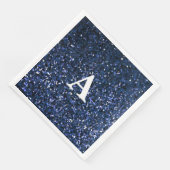 Serviette En Papier Monogramme Parties scintillant bleue initiale Blan (Coin)