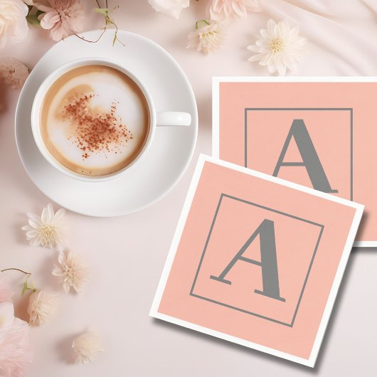 Serviette En Papier Monogramme pêche