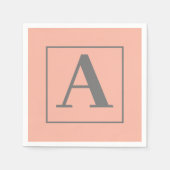 Serviette En Papier Monogramme pêche (Devant)