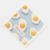Serviette En Papier Monogramme Personalisé Sunny Side Up Motif Oeuf (Coin)