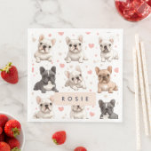 Serviette En Papier Monogramme Personalized Adorable French Bulldog (En situation)