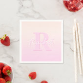 Serviette En Papier Monogramme personnalisable | Ombre de la pêche et  (En situation)