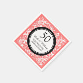 Serviette En Papier Monogramme personnalisé 50e anniversaire corail de (Coin)