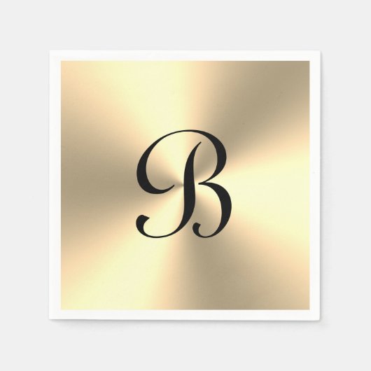 Serviette En Papier monogramme personnalisé brillant or métallique per (Devant)