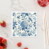 Serviette En Papier Monogramme personnalisé Chinoiserie Bleu et blanc (En situation)