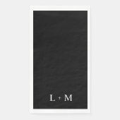 Serviette En Papier Monogramme personnalisé contemporain Mariage noir  (Devant)
