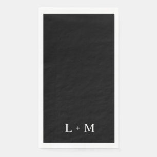 Serviette En Papier Monogramme personnalisé contemporain Mariage noir 