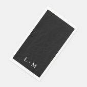 Serviette En Papier Monogramme personnalisé contemporain Mariage noir  (Coin)