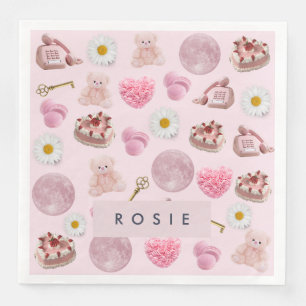 Serviette En Papier Monogramme Personnalisé Coquette Vintage Coquillag