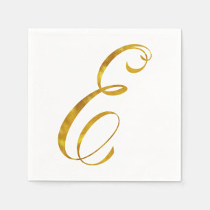 Serviette En Papier Monogramme personnalisé E Faux Gold Foil Monogramm