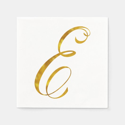 Serviette En Papier Monogramme personnalisé E Faux Gold Foil Monogramm (Devant)