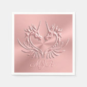 Serviette En Papier Monogramme personnalisé Échelle de dragon Coeur, o (Devant)