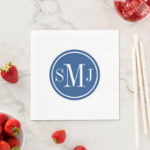 Serviette En Papier Monogramme personnalisé et bleu classique (En situation)
