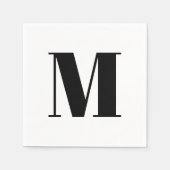 Serviette En Papier monogramme personnalisé lettre initiale noir blanc (Devant)