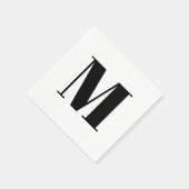 Serviette En Papier monogramme personnalisé lettre initiale noir blanc (Coin)