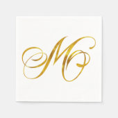 Serviette En Papier Monogramme personnalisé M Faux Gold Foil Monogramm (Devant)