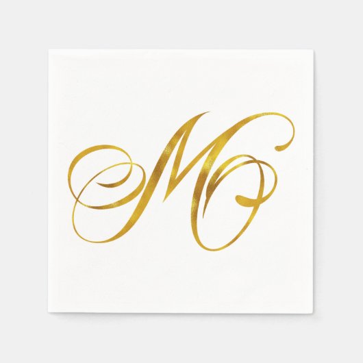 Serviette En Papier Monogramme personnalisé M Faux Gold Foil Monogramm (Devant)