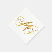 Serviette En Papier Monogramme personnalisé M Faux Gold Foil Monogramm (Coin)