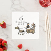 Serviette En Papier Monogramme personnalisé Mariage Cheval traîné (En situation)