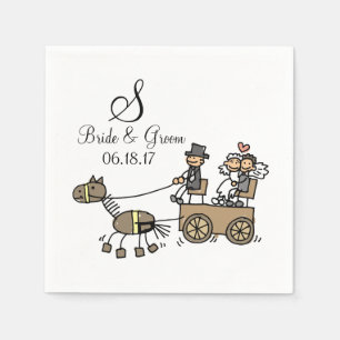 Serviette En Papier Monogramme personnalisé Mariage Cheval traîné