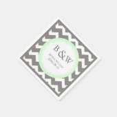 Serviette En Papier Monogramme personnalisé Mariage Napkin Mint Grey C (Coin)
