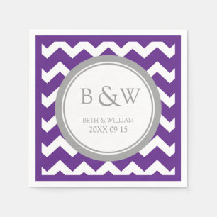 Serviette En Papier Monogramme personnalisé Mariage Napkin Plum Grey C