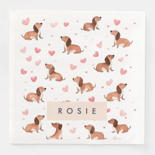 Serviette En Papier Monogramme Personnalisé Mignon Chien Dachshund