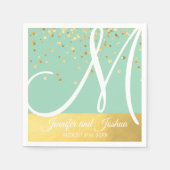 Serviette En Papier Monogramme personnalisé Mint Green Sage Gold Maria (Devant)
